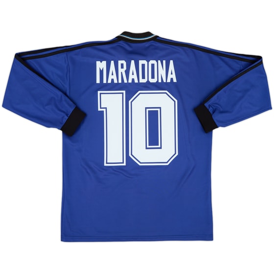 1994-97 Argentina Away L/S Shirt Maradona #10 - 8/10 - (L)