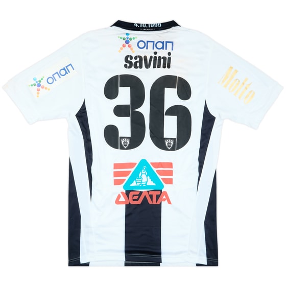 2009-10 PAOK Player Issue Signed Home Shirt Savini #36 - 5/10 - (L)
