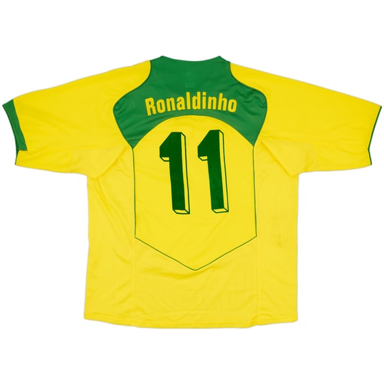 2004-06 Brazil Home Shirt Ronaldinho #10 - 8/10 - (XXL)