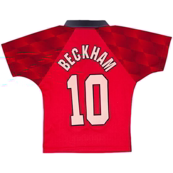 1996-98 Manchester United Home Shirt Beckham #10 - 7/10 - (S.Boys)