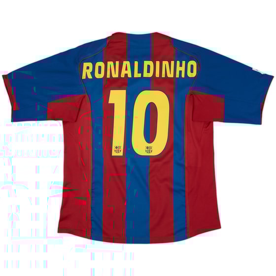 2004-05 Barcelona Home Shirt Ronaldinho #10 - 8/10 - (XXL)