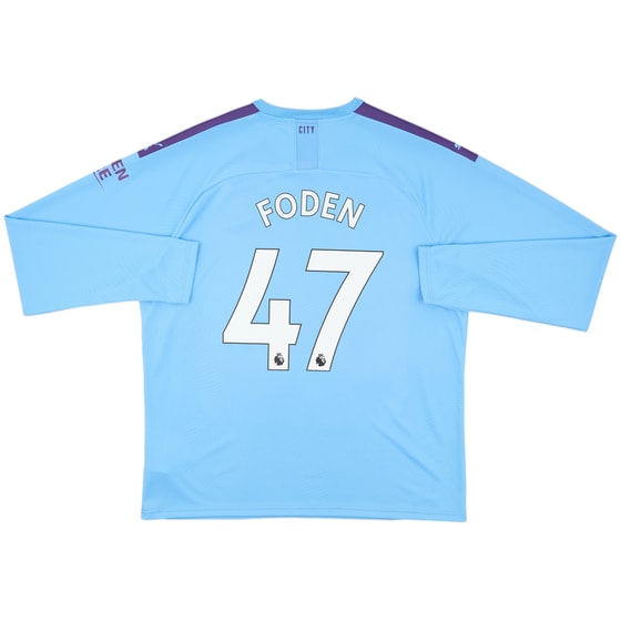2019-20 Manchester City Home L/S Shirt Foden #47 - 8/10 - (XXL)