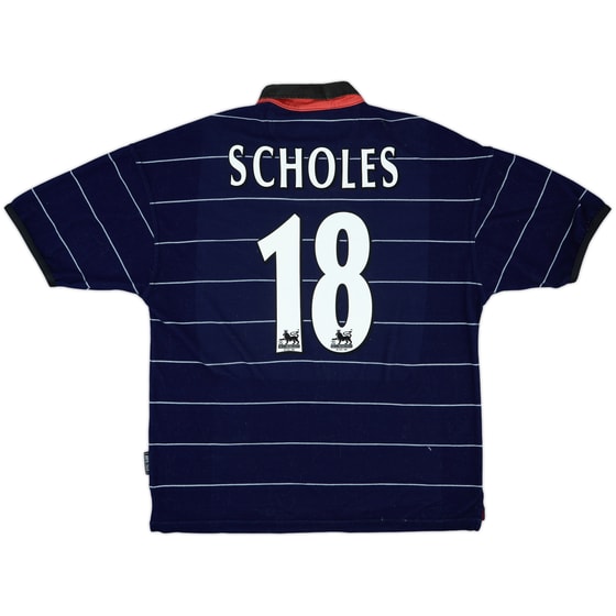 1999-00 Manchester United Away Shirt Scholes #18 - 9/10 - (L)