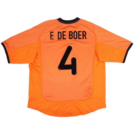 2000-02 Netherlands Home Shirt F. De Boer #4 - 7/10 - (XL)