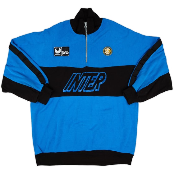 1990-91 Inter Milan Uhlsport 1/4 Zip Sweat Top - 8/10 - (L)