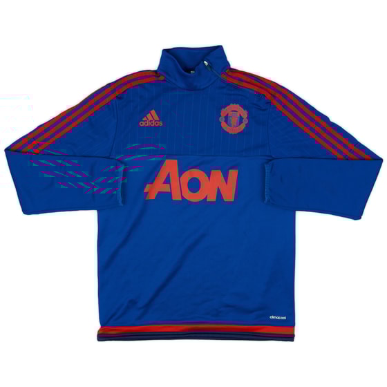 2015-16 Manchester United adidas 1/4 Zip Sweat Top - 9/10 - (S)