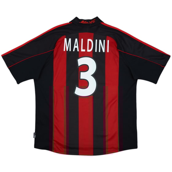 2000-02 AC Milan Home Shirt Maldini #3 - 9/10 - (XL)