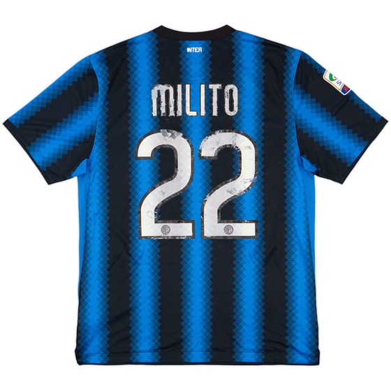2010-11 Inter Milan Home Shirt Milito #22 - 4/10 - (L)