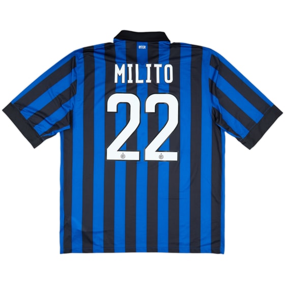 2011-12 Inter Milan Home Shirt Milito #22 (XL)