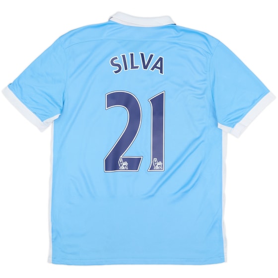 2015-16 Manchester City Home Shirt Silva #21 - 8/10 - (M)