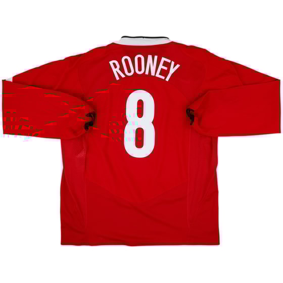 2004-06 Manchester United Home L/S Shirt Rooney #8 - 10/10 - (XXL)
