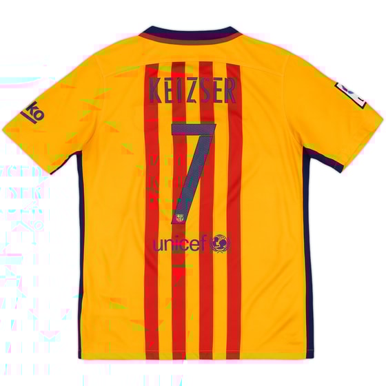 2015-16 Barcelona Away Shirt Keizser #7 - 7/10 - (XL.Boys)