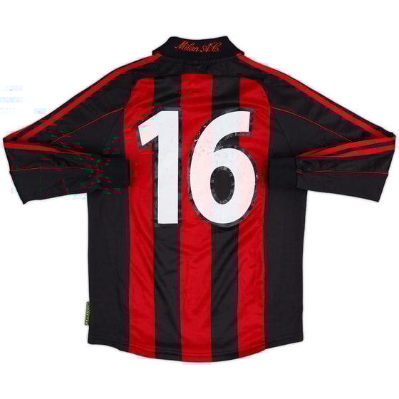 2000-02 AC Milan Home L/S Shirt #16 - 5/10 - (XL.Boys)