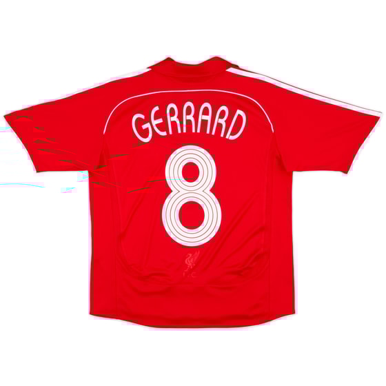 2006-08 Liverpool Home Shirt Gerrard #8 - 8/10 - (L.Boys)