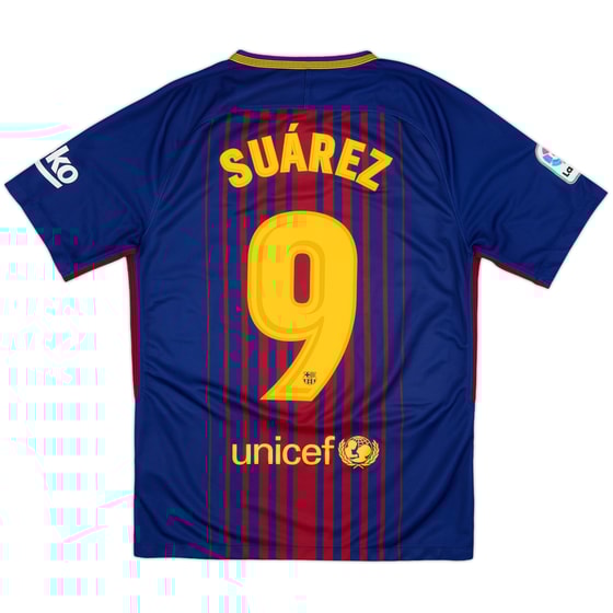 2017-18 Barcelona Home Shirt Suarez #9 - 9/10 - (S)