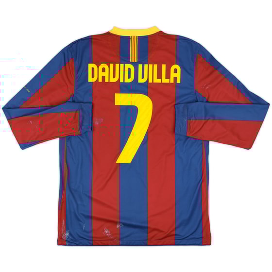2010-11 Barcelona Home L/S Shirt David Villa #7 - 5/10 - (L)