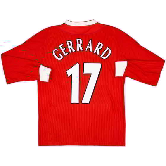 2002-04 Liverpool Home L/S Shirt Gerrard #17 - 9/10 - (M)