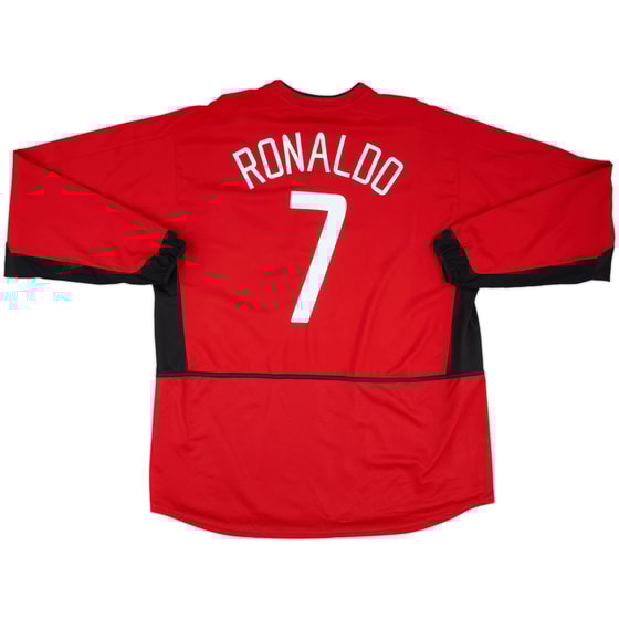 2002-04 Manchester United Home L/S Shirt Ronaldo #7 - 10/10 - (XXL)