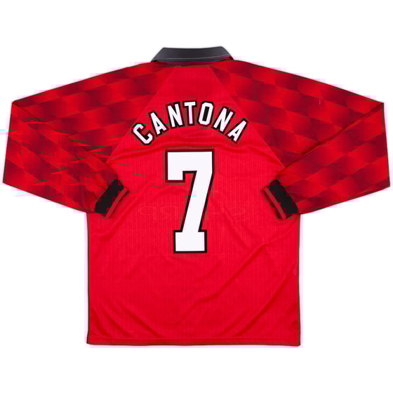 1996-98 Manchester United Home L/S Shirt Cantona #7 - 8/10 - (M)