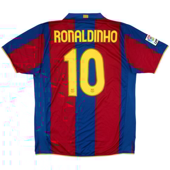 2007-08 Barcelona Home Shirt Ronaldinho #10 - 4/10 - (L)