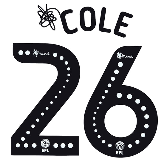 2018-19 Derby County Home Cole #26 EFL Name Set