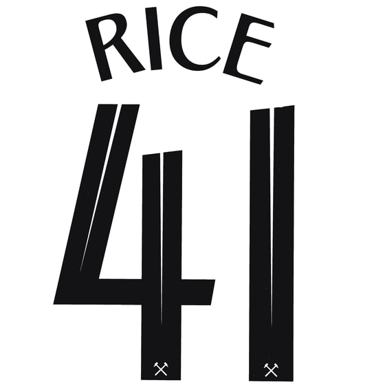 2022-23 West Ham Third Cup Rice #41 Name Set