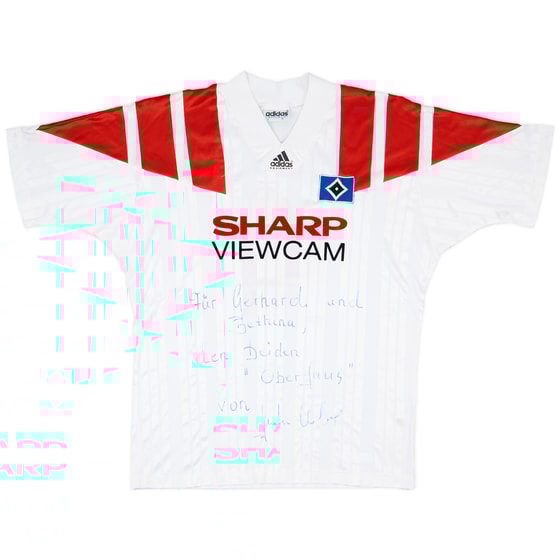 1993-94 Hamburg Match Issue Signed Home Shirt #4 (Kober)