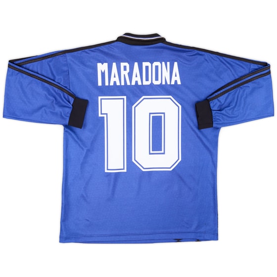 1994-97 Argentina Away L/S Shirt Maradona #10 - 8/10 - (L)
