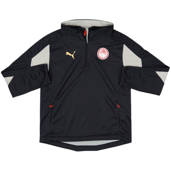 2010-11 Olympiakos Puma 1/4 Zip Hooded Top - 8/10 - (S)