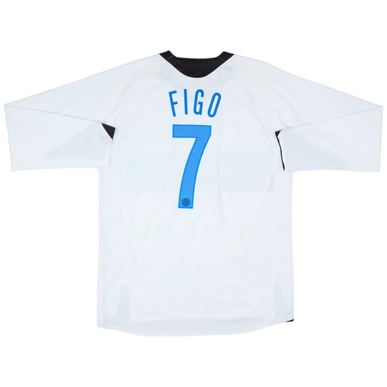 2005-06 Inter Milan Player Issue Away L/S Shirt Figo #7 - 6/10 - (XL)