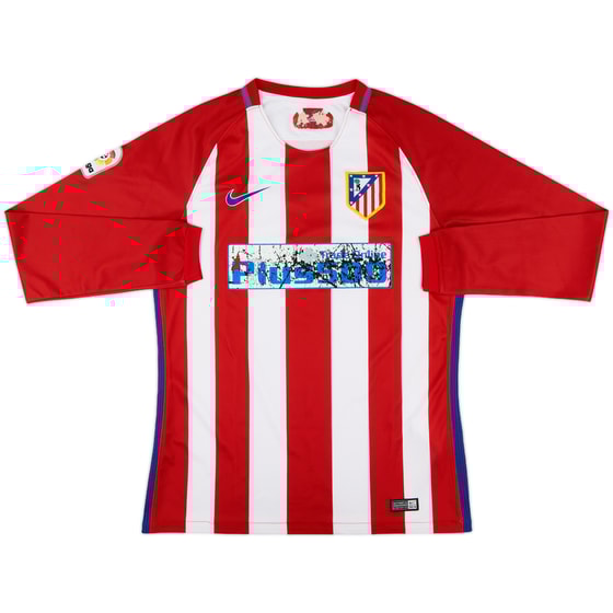 2016-17 Atletico Madrid Home L/S Shirt - 4/10 - (M)