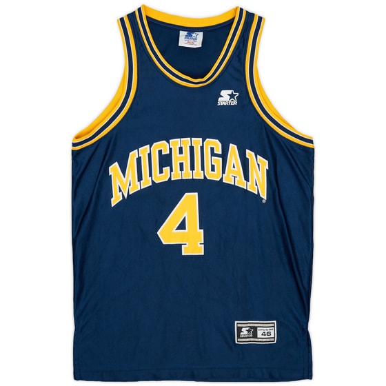 1991-93 Michigan Wolverines Webber #4 Starter Away Jersey - 9/10 - (M)