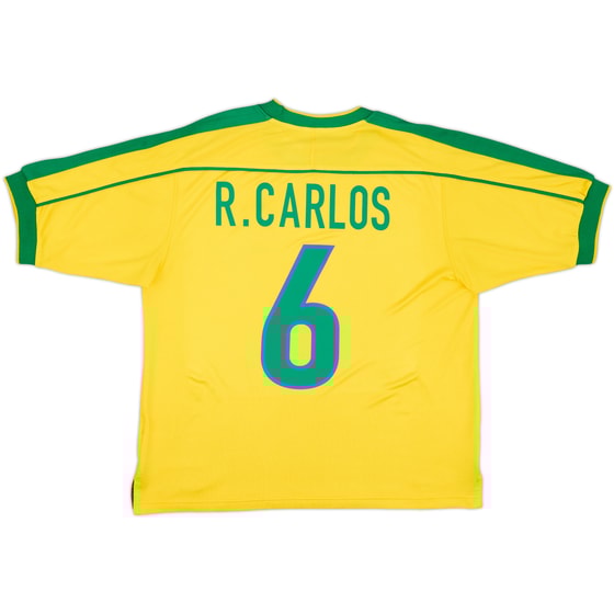 1998-00 Brazil Home Shirt R.Carlos #6 - 8/10 - (M)