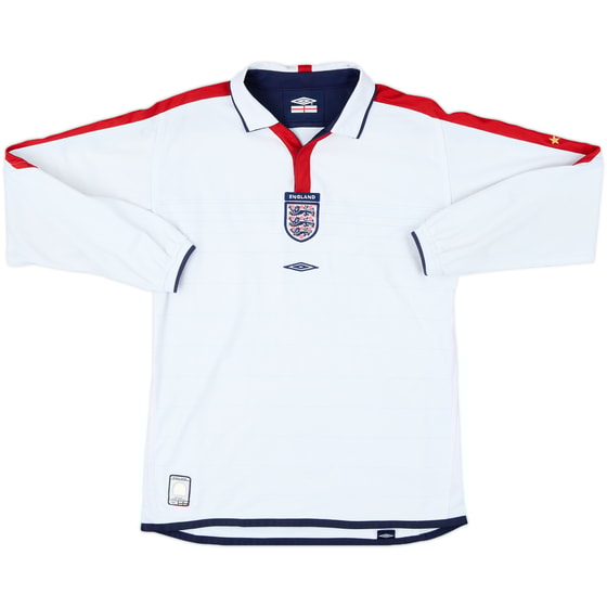 2003-05 England Home L/S Shirt - 8/10 - (XL.Boys)