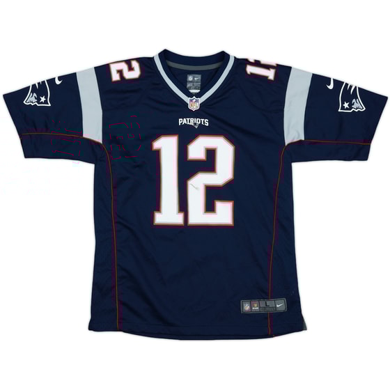 2012-19 New England Patriots Brady #12 Nike Game Home Jersey - 6/10 - (L.Boys)