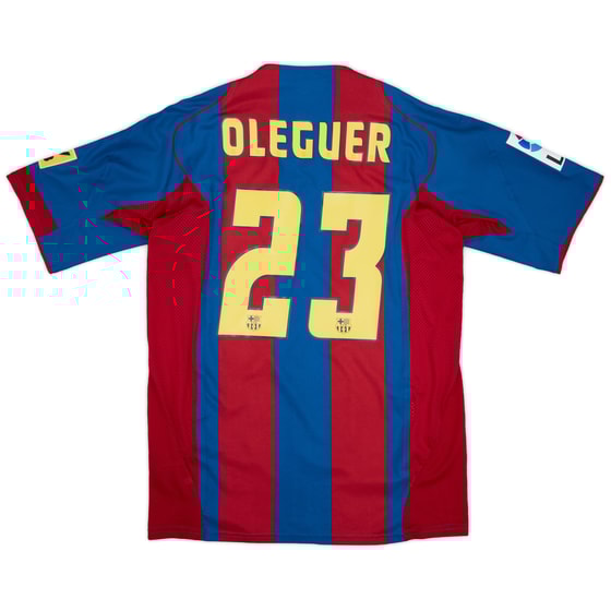 2004-05 Barcelona Match Worn Home Shirt Oleguer #23