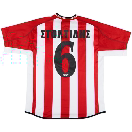 2002-03 Olympiakos Home Shirt Stoltidis #6 - 8/10 - (M)