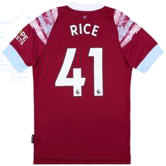2022-23 West Ham Home Shirt Rice #41 - As New