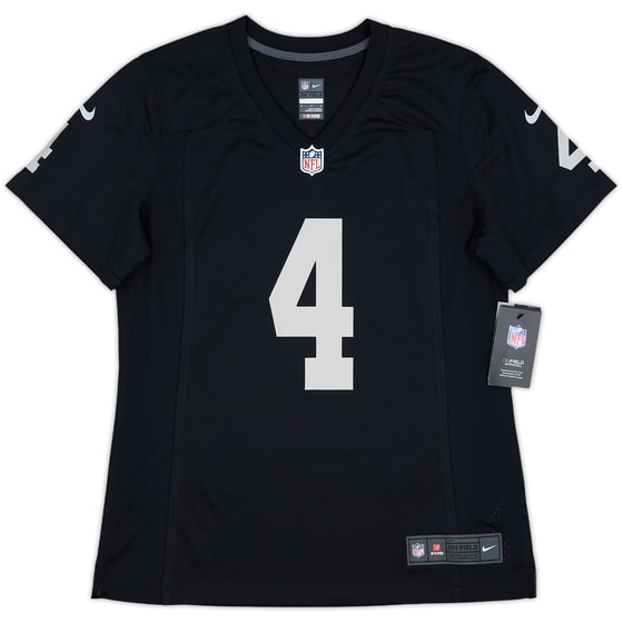 2020-22 Las Vegas Raiders Carr #4 Nike Game Home Jersey Womens (M)